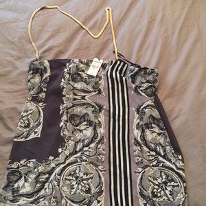 Never worn blouse with gold accent halter strap